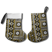 Fiji Masi Tapa Pattern Yellow Christmas Stocking - Polynesian Pride