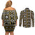 Fiji Masi Tapa Pattern Yellow Couples Matching Off Shoulder Short Dress and Long Sleeve Button Shirt - Polynesian Pride