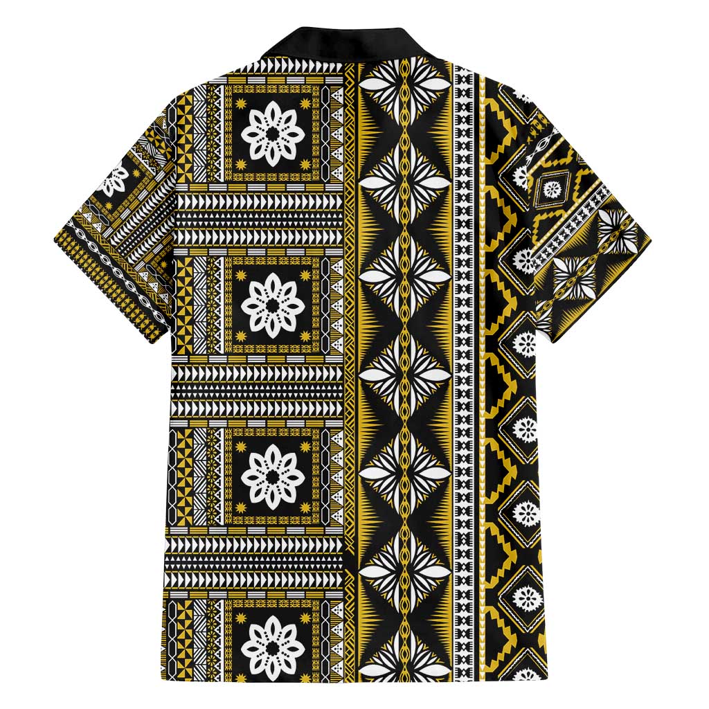 Fiji Masi Tapa Pattern Yellow Family Matching Puletasi and Hawaiian Shirt - Polynesian Pride