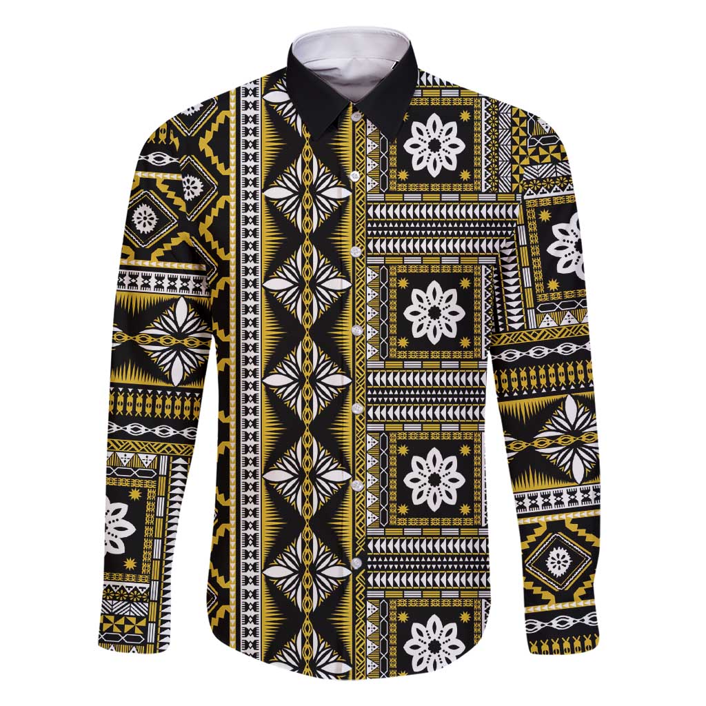 Fiji Masi Tapa Pattern Yellow Family Matching Short Sleeve Bodycon Dress and Hawaiian Shirt - Polynesian Pride