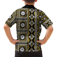 Fiji Masi Tapa Pattern Yellow Family Matching Summer Maxi Dress and Hawaiian Shirt - Polynesian Pride
