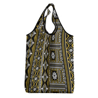 Fiji Masi Tapa Pattern Yellow Grocery Bag - Polynesian Pride