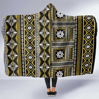 Fiji Masi Tapa Pattern Yellow Hooded Blanket - Polynesian Pride