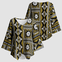 Fiji Masi Tapa Pattern Yellow Kimono Sleeve Blouse - Polynesian Pride