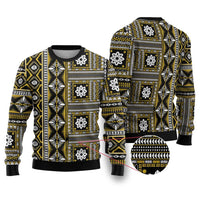 Fiji Masi Tapa Pattern Yellow Ugly Christmas Sweater - Polynesian Pride