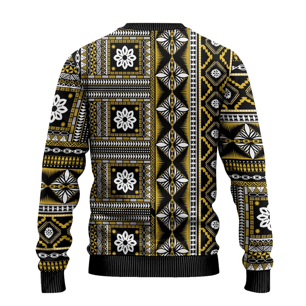 Fiji Masi Tapa Pattern Yellow Ugly Christmas Sweater - Polynesian Pride