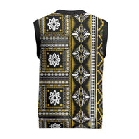Fiji Masi Tapa Pattern Yellow Christmas Knitted V-Neck Vest - Polynesian Pride