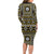 Fiji Masi Tapa Pattern Yellow Long Sleeve Bodycon Dress - Polynesian Pride