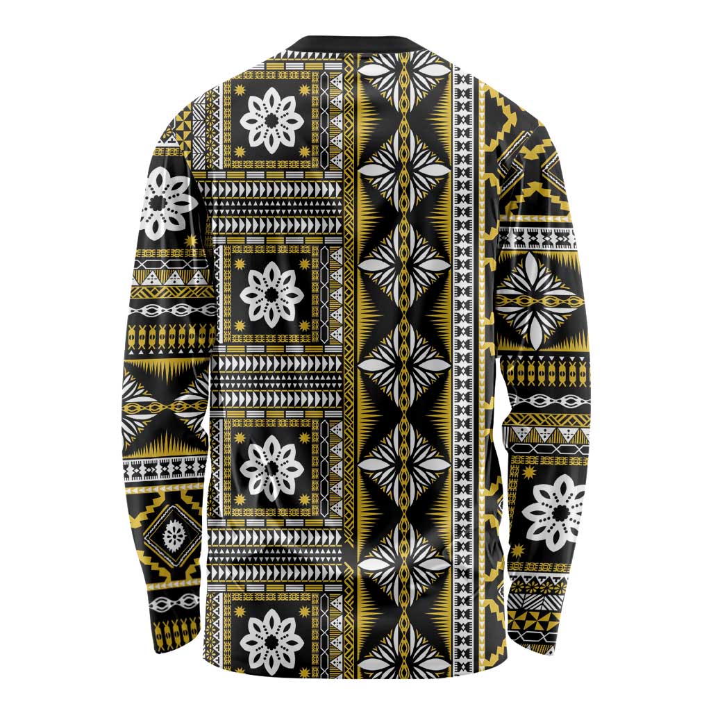 Fiji Masi Tapa Pattern Yellow Long Sleeve Shirt - Polynesian Pride