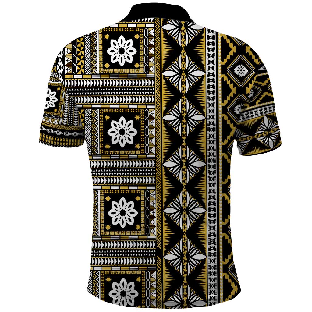 Fiji Masi Tapa Pattern Yellow Polo Shirt - Polynesian Pride