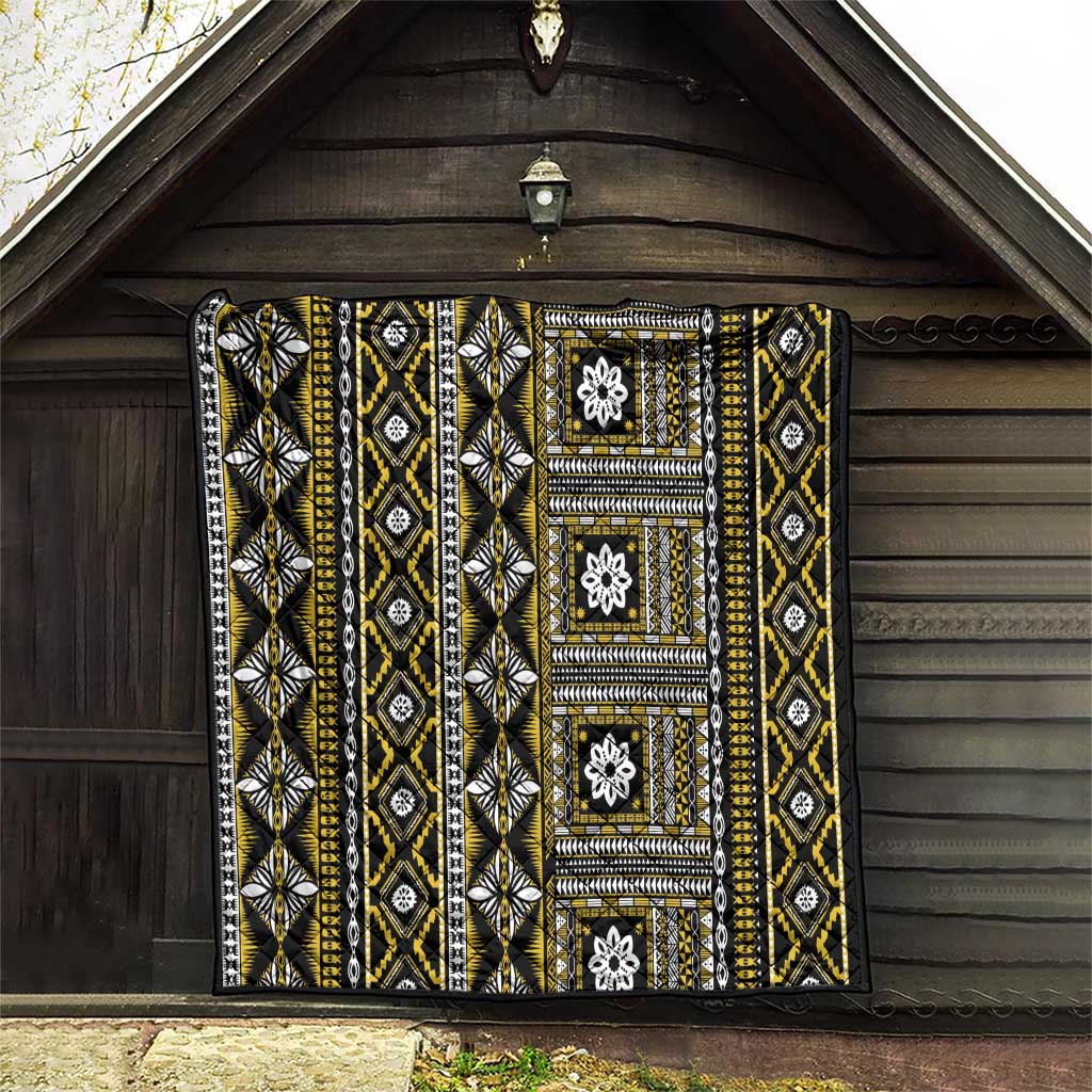 Fiji Masi Tapa Pattern Yellow Quilt - Polynesian Pride