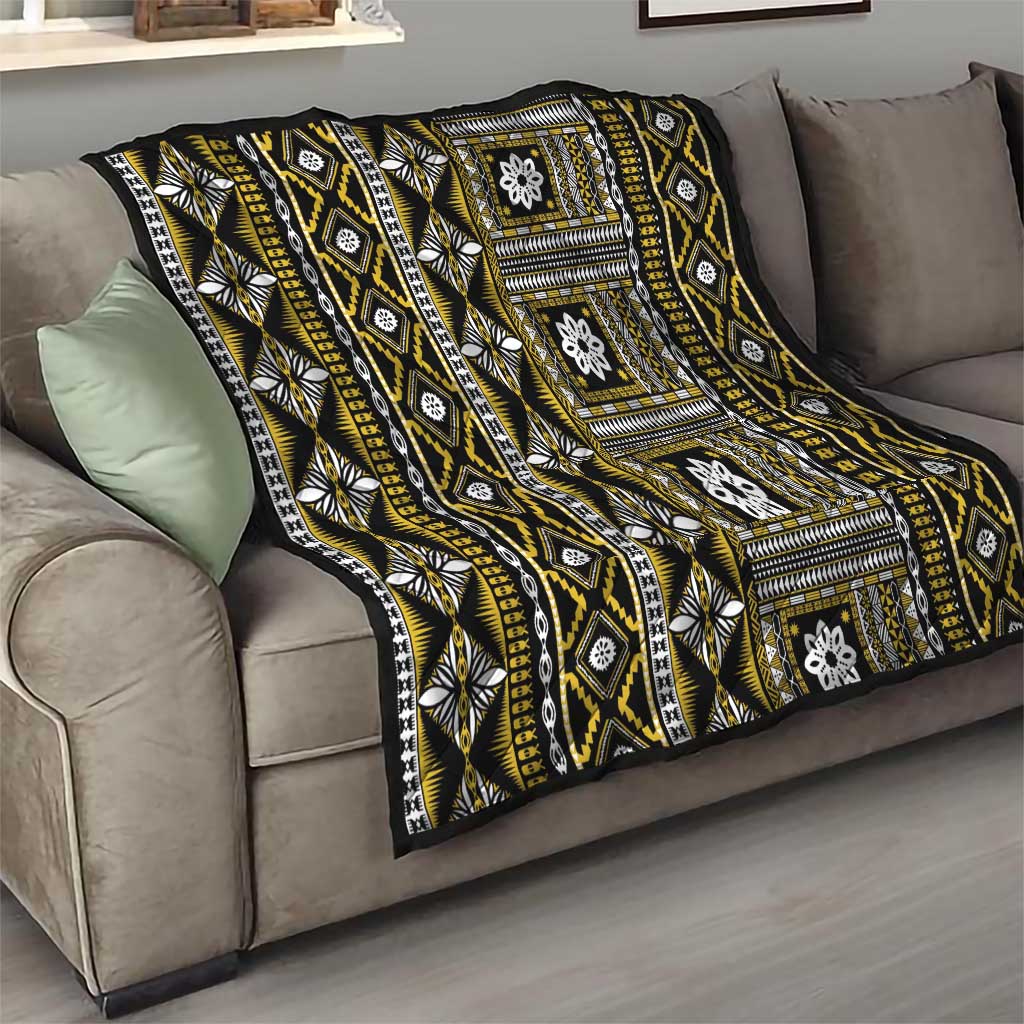 Fiji Masi Tapa Pattern Yellow Quilt - Polynesian Pride