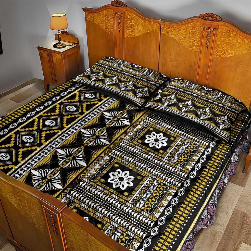 Fiji Masi Tapa Pattern Yellow Quilt Bed Set - Polynesian Pride