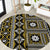 Fiji Masi Tapa Pattern Yellow Round Carpet - Polynesian Pride