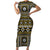 Fiji Masi Tapa Pattern Yellow Short Sleeve Bodycon Dress - Polynesian Pride