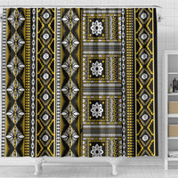 Fiji Masi Tapa Pattern Yellow Shower Curtain - Polynesian Pride