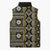Fiji Masi Tapa Pattern Yellow Sleeveless Puffer Jacket - Polynesian Pride