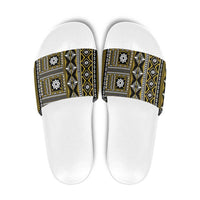 Fiji Masi Tapa Pattern Yellow Slide Sandals - Polynesian Pride