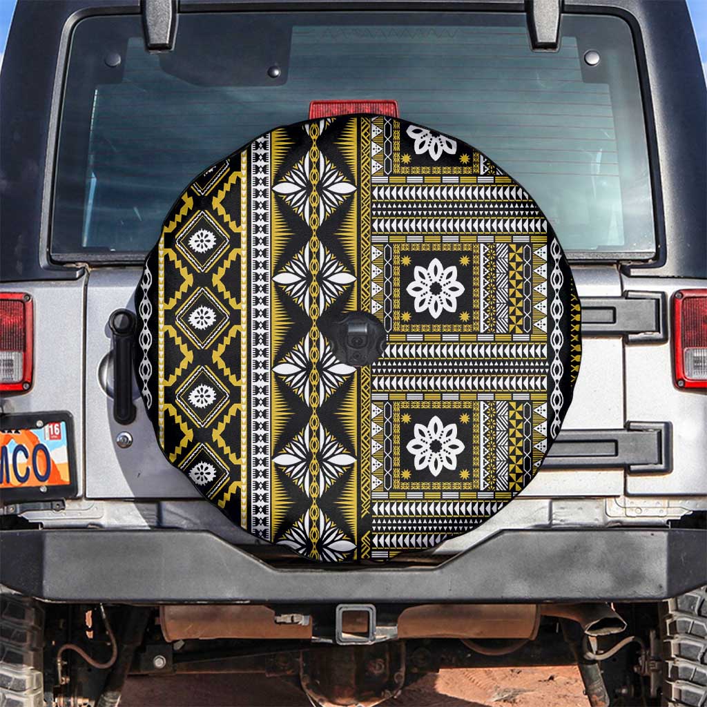 Fiji Masi Tapa Pattern Yellow Spare Tire Cover - Polynesian Pride