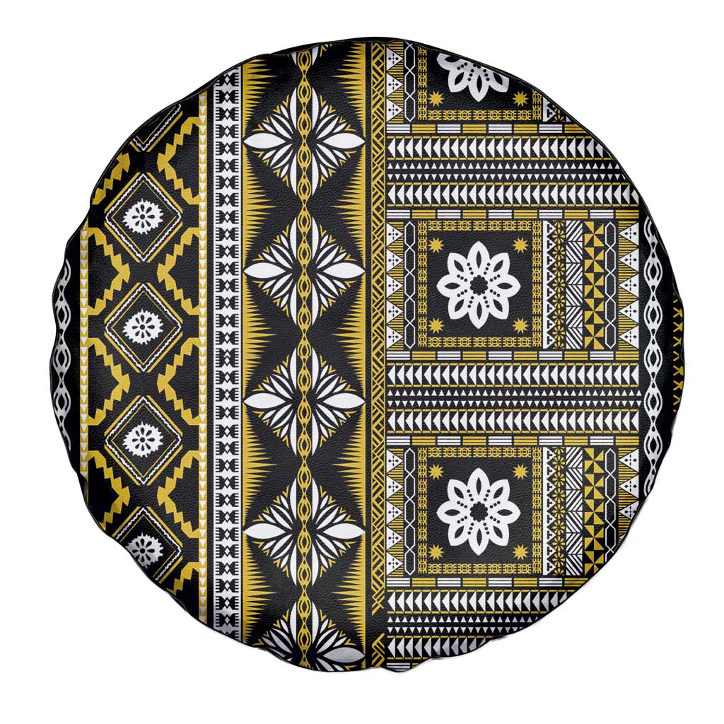 Fiji Masi Tapa Pattern Yellow Spare Tire Cover - Polynesian Pride