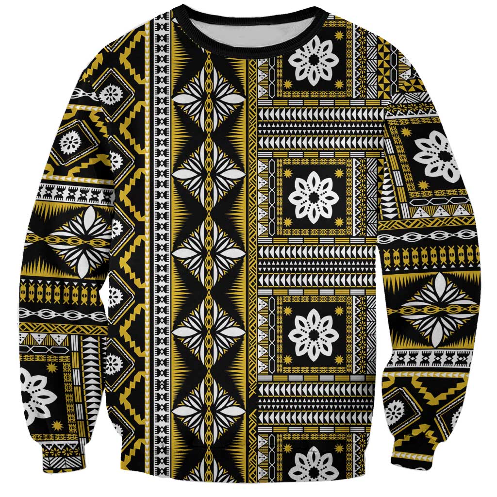 Fiji Masi Tapa Pattern Yellow Sweatshirt - Polynesian Pride