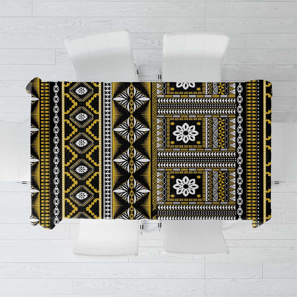 Fiji Masi Tapa Pattern Yellow Tablecloth - Polynesian Pride