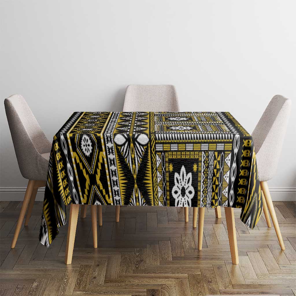 Fiji Masi Tapa Pattern Yellow Tablecloth - Polynesian Pride