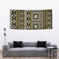 Fiji Masi Tapa Pattern Yellow Tapestry - Polynesian Pride