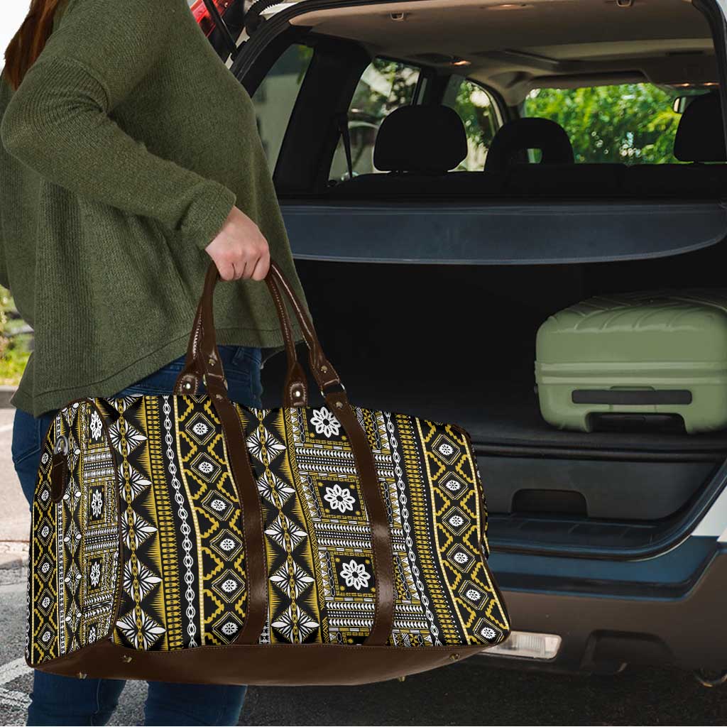 Fiji Masi Tapa Pattern Yellow Travel Bag - Polynesian Pride