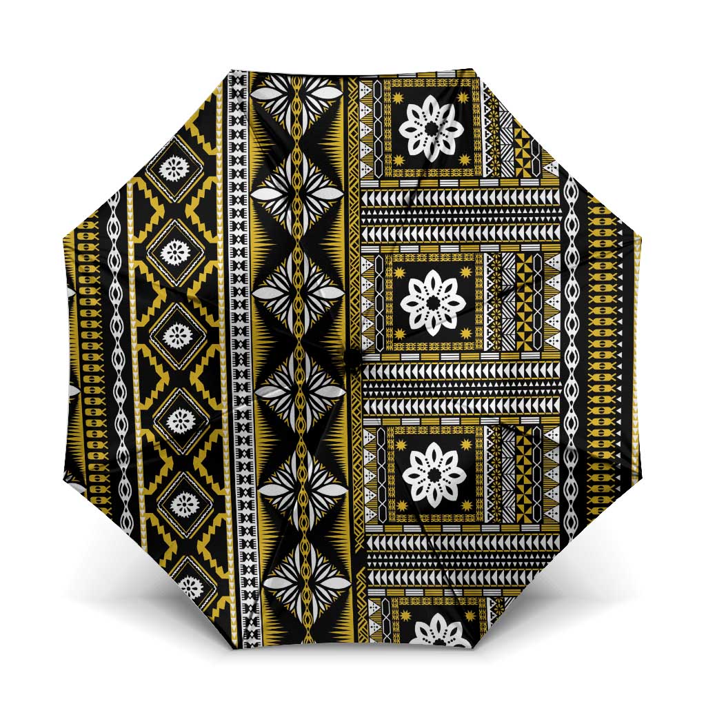 Fiji Masi Tapa Pattern Yellow Umbrella - Polynesian Pride