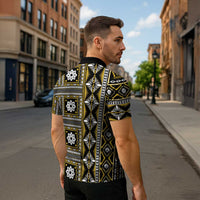 Fiji Masi Tapa Pattern Yellow Zipper Polo Shirt - Polynesian Pride
