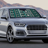 Fiji Masi Tapa Pattern Teal Auto Sun Shade - Polynesian Pride