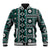 Fiji Masi Tapa Pattern Teal Baseball Jacket - Polynesian Pride