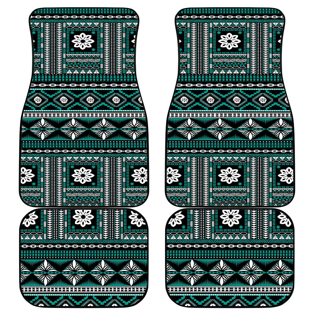 Fiji Masi Tapa Pattern Teal Car Mats - Polynesian Pride