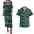 Fiji Masi Tapa Pattern Teal Couples Matching Puletasi and Hawaiian Shirt - Polynesian Pride