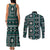 Fiji Masi Tapa Pattern Teal Couples Matching Tank Maxi Dress and Long Sleeve Button Shirt - Polynesian Pride