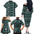 Fiji Masi Tapa Pattern Teal Family Matching Off The Shoulder Long Sleeve Dress and Hawaiian Shirt - Polynesian Pride