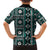 Fiji Masi Tapa Pattern Teal Family Matching Off Shoulder Maxi Dress and Hawaiian Shirt - Polynesian Pride
