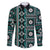 Fiji Masi Tapa Pattern Teal Family Matching Off Shoulder Short Dress and Hawaiian Shirt - Polynesian Pride