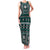 Fiji Masi Tapa Pattern Teal Family Matching Tank Maxi Dress and Hawaiian Shirt - Polynesian Pride