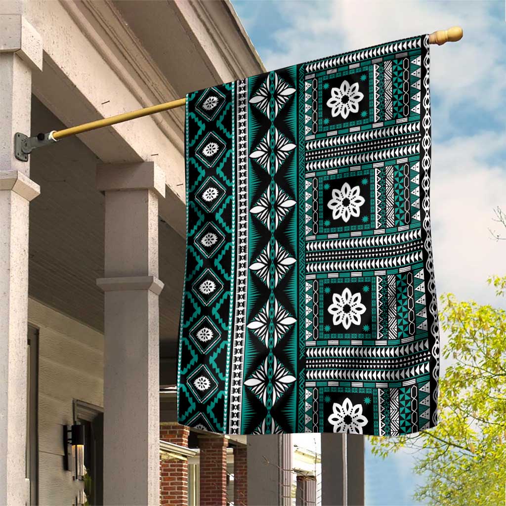 Fiji Masi Tapa Pattern Teal Garden Flag - Polynesian Pride