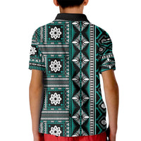 Fiji Masi Tapa Pattern Teal Kid Polo Shirt - Polynesian Pride