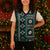 Fiji Masi Tapa Pattern Teal Christmas Knitted V-Neck Vest - Polynesian Pride