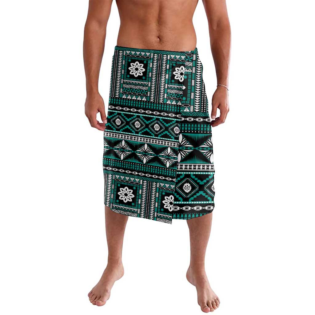 Fiji Masi Tapa Pattern Teal Lavalava - Polynesian Pride
