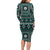 Fiji Masi Tapa Pattern Teal Long Sleeve Bodycon Dress - Polynesian Pride
