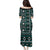 Fiji Masi Tapa Pattern Teal Puletasi - Polynesian Pride