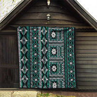 Fiji Masi Tapa Pattern Teal Quilt - Polynesian Pride