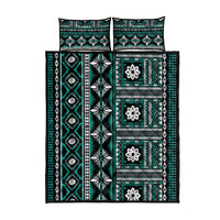 Fiji Masi Tapa Pattern Teal Quilt Bed Set - Polynesian Pride