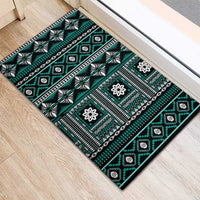 Fiji Masi Tapa Pattern Teal Rubber Doormat - Polynesian Pride