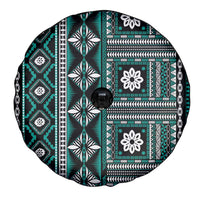 Fiji Masi Tapa Pattern Teal Spare Tire Cover - Polynesian Pride